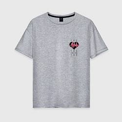 Женская футболка оверсайз Стук сердца кардиограмма