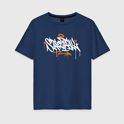 Женская футболка оверсайз Streetball graffiti tag / Тёмно-синий – фото 1