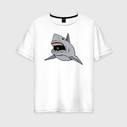 Женская футболка оверсайз Злая белая акула