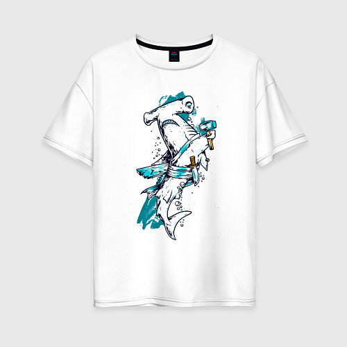 Женская футболка оверсайз Акула молот пират / Белый – фото 1