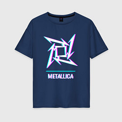 Женская футболка оверсайз Metallica glitch rock