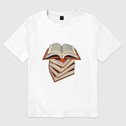 Футболка оверсайз женская Стопка научных книг, цвет: белый