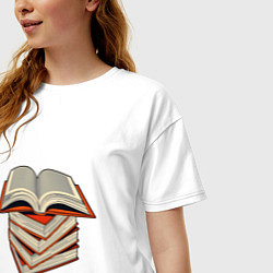 Футболка оверсайз женская Стопка научных книг, цвет: белый — фото 2