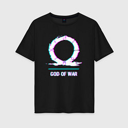 Женская футболка оверсайз God of War в стиле glitch и баги графики