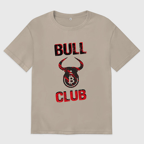 Женская футболка оверсайз Bull Bitcoin Club / Миндальный – фото 1
