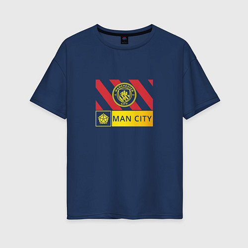 Женская футболка оверсайз Manchester City - Stripe 202223 / Тёмно-синий – фото 1