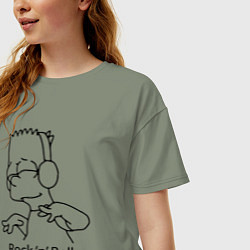 Футболка оверсайз женская Bart Simpson - Rock n Roll, цвет: авокадо — фото 2