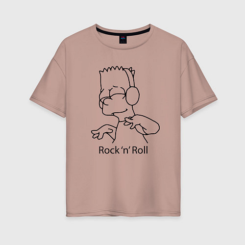 Женская футболка оверсайз Bart Simpson - Rock n Roll / Пыльно-розовый – фото 1