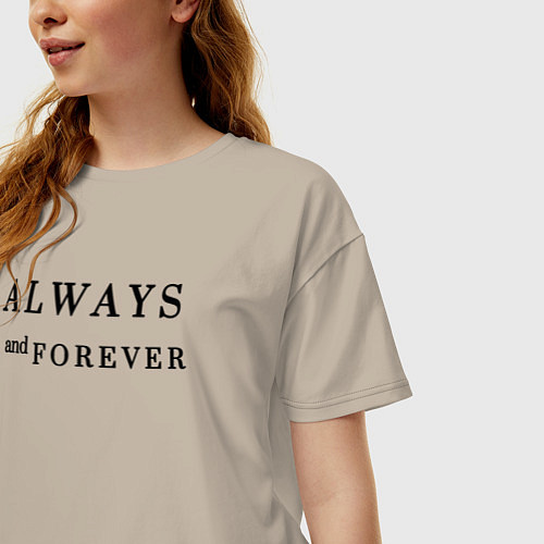 Женская футболка оверсайз Always and forever / Миндальный – фото 3