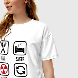 Футболка оверсайз женская Eat - sleep - Fallout - repeat, цвет: белый — фото 2