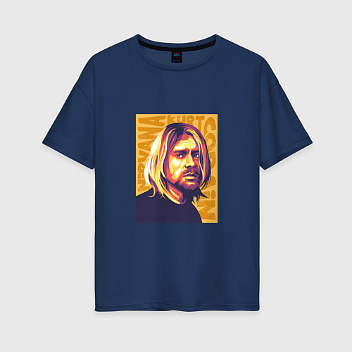Женская футболка оверсайз Nirvana - Cobain / Тёмно-синий – фото 1