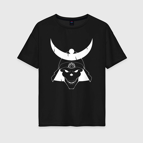 Женская футболка оверсайз Samurai Skull - White / Черный – фото 1