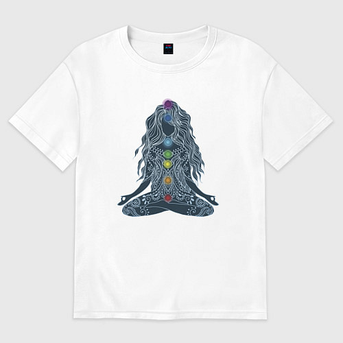 Женская футболка оверсайз Йога - чакры по цветам / Белый – фото 1