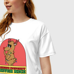 Футболка оверсайз женская Always naughty never nice, цвет: белый — фото 2