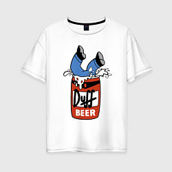 Футболка оверсайз женская Duff beer - любимое пиво Гомера Симпсона, цвет: белый