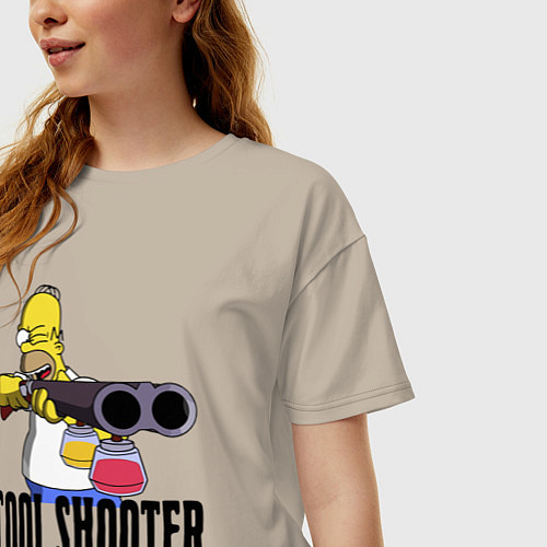 Женская футболка оверсайз Гомер Симпсон - крутой стрелок / Миндальный – фото 3