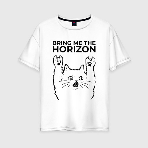 Женская футболка оверсайз Bring Me the Horizon - rock cat / Белый – фото 1