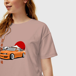 Футболка оверсайз женская Silvia s14 JDM Retro Car, цвет: пыльно-розовый — фото 2
