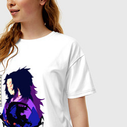 Футболка оверсайз женская Клинок рассекающий демонов: Кокушибо высшая луна, цвет: белый — фото 2
