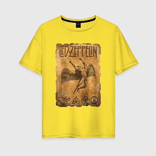 Женская футболка оверсайз Led zeppelin swan song logo / Желтый – фото 1