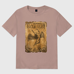 Футболка оверсайз женская Led zeppelin swan song logo, цвет: пыльно-розовый