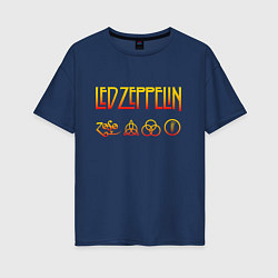 Футболка оверсайз женская Led Zeppelin - logotype, цвет: тёмно-синий
