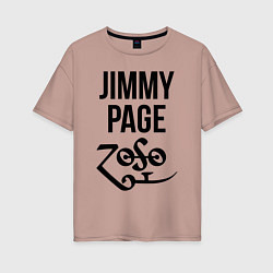 Футболка оверсайз женская Jimmy Page - Led Zeppelin - legend, цвет: пыльно-розовый