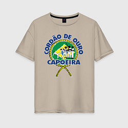 Футболка оверсайз женская Cordao de ouro Capoeira flag of Brazil, цвет: миндальный