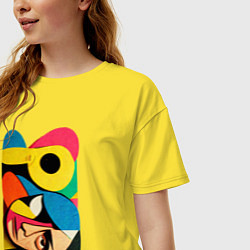 Футболка оверсайз женская Поп-арт в стиле Пабло Пикассо, цвет: желтый — фото 2