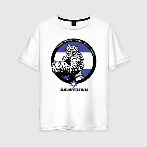 Женская футболка оверсайз Krav-maga tiger emblem / Белый – фото 1