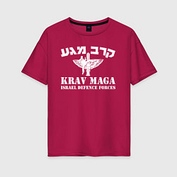 Футболка оверсайз женская Krav-maga - emblem with wings, цвет: маджента