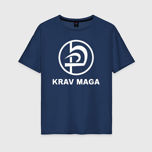 Женская футболка оверсайз Krav maga hand-to-hand combat emblem / Тёмно-синий – фото 1