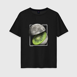 Женская футболка оверсайз Луна фрукт киви в разрезе