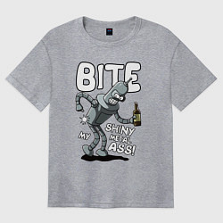 Футболка оверсайз женская Bender - Bite my ass, цвет: меланж
