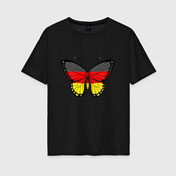 Футболка оверсайз женская Бабочка - Германия, цвет: черный