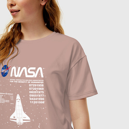 Женская футболка оверсайз Nasa ракета / Пыльно-розовый – фото 3