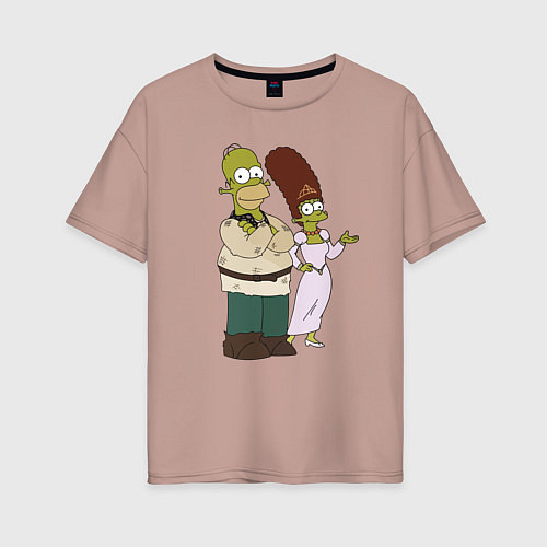 Женская футболка оверсайз Homer and Marge in Shrek / Пыльно-розовый – фото 1