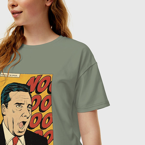 Женская футболка оверсайз Майкл кричит нееееет - Офис / Авокадо – фото 3