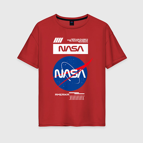 Женская футболка оверсайз Nasa - Logo / Красный – фото 1