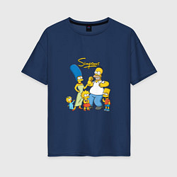 Футболка оверсайз женская The Simpsons - happy family, цвет: тёмно-синий