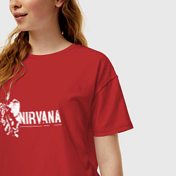 Футболка оверсайз женская Nirvana-Курт и гитара, цвет: красный — фото 2