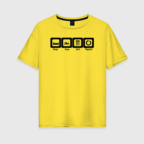 Женская футболка оверсайз Спать Плыть Есть Повторить / Желтый – фото 1