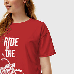 Футболка оверсайз женская Ride or Die винтаж, цвет: красный — фото 2