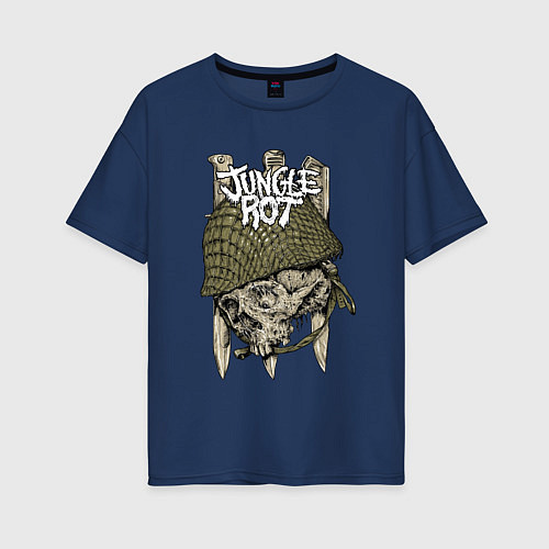 Женская футболка оверсайз Gungle skull / Тёмно-синий – фото 1