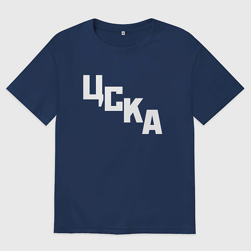 Женская футболка оверсайз ЦСКА надпись по диагонали / Тёмно-синий – фото 1