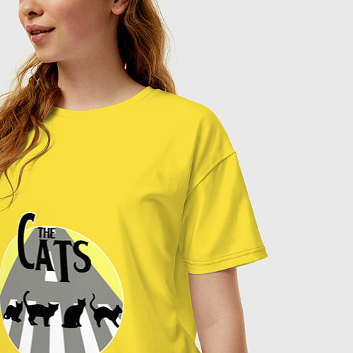 Женская футболка оверсайз The Cats / Желтый – фото 3