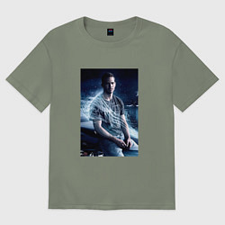 Футболка оверсайз женская Пол Уокер на капоте, цвет: авокадо