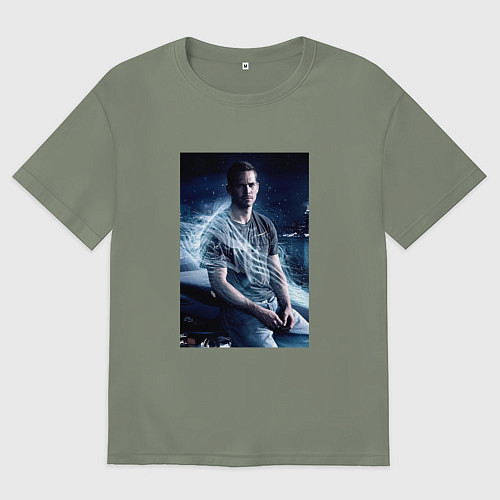 Женская футболка оверсайз Пол Уокер на капоте / Авокадо – фото 1