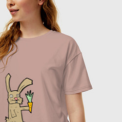 Футболка оверсайз женская Rabbit & Carrot, цвет: пыльно-розовый — фото 2