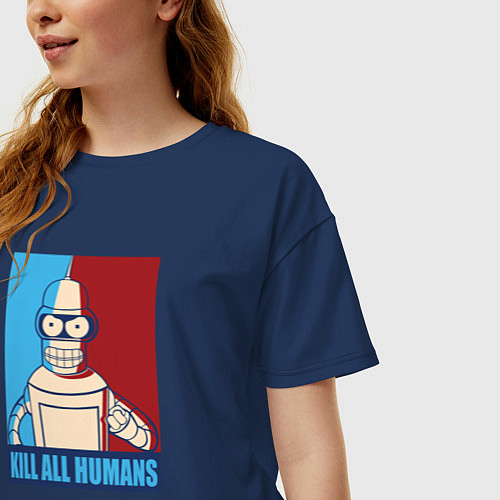 Женская футболка оверсайз Bender Futurama / Тёмно-синий – фото 3